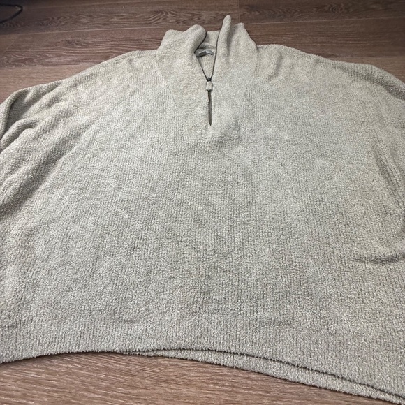 Barefoot Dreams CozyChic Lite Half Zip Pull-Over Sweater, Soft, 3X, Green, Cozy - Picture 5 of 11